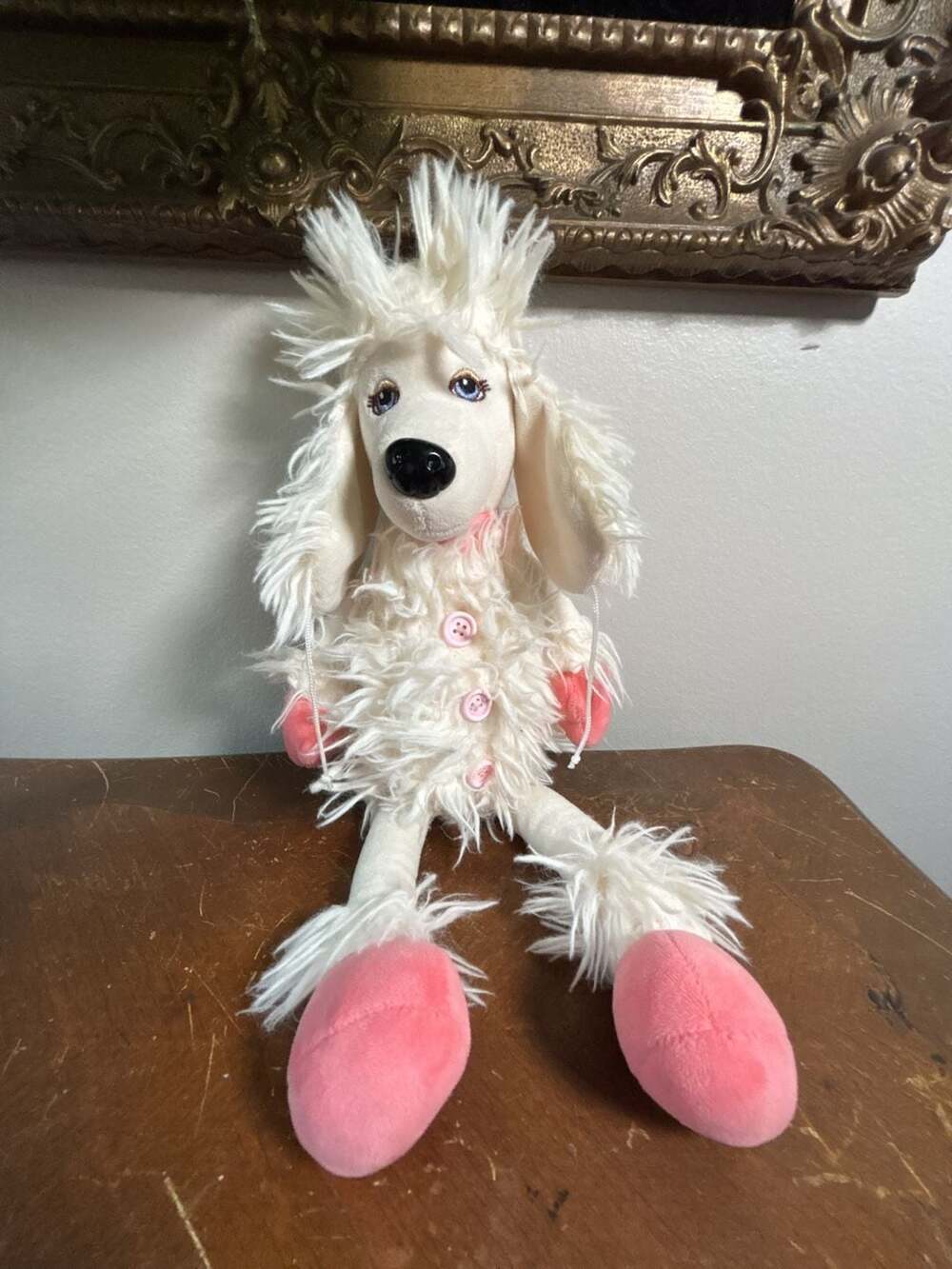 Orange Toys Plush Poodle Toy Dog with Pink Coat and Pom-Pom Feet